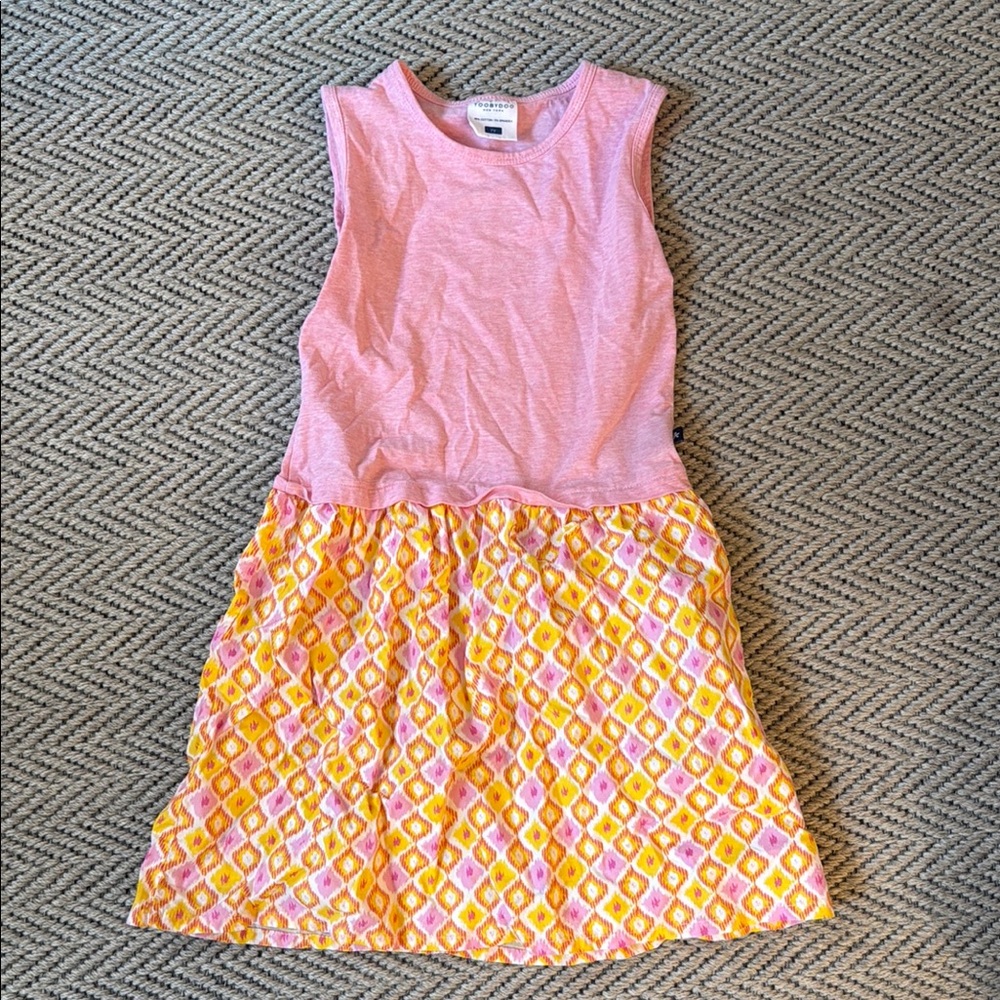 Toobydoo Pink Top with Yellow and Pink Diamond Print Skirt Girls Dress